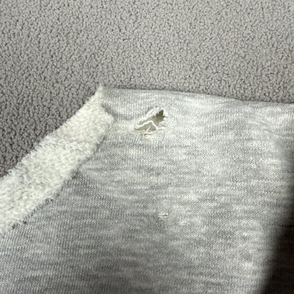 Vintage Cotton Sweatshirt Gray BJHS Print Overstitch Blank Front Cropped Cut 50s - Picture 3 of 11